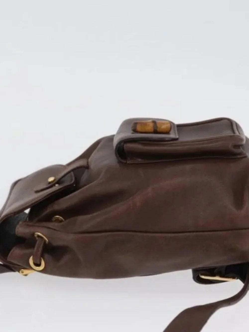 GUCCI Bamboo Backpack Leather Brown Gold 003 2058 0030 Auth BA11134 - Picture 4 of 16